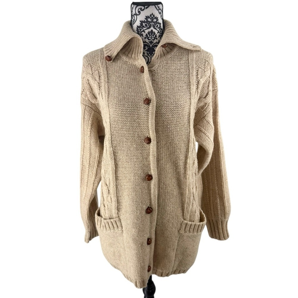 Vintage PGS Peter G’s General Stores Pure Wool Fisherman Sweater Beige M